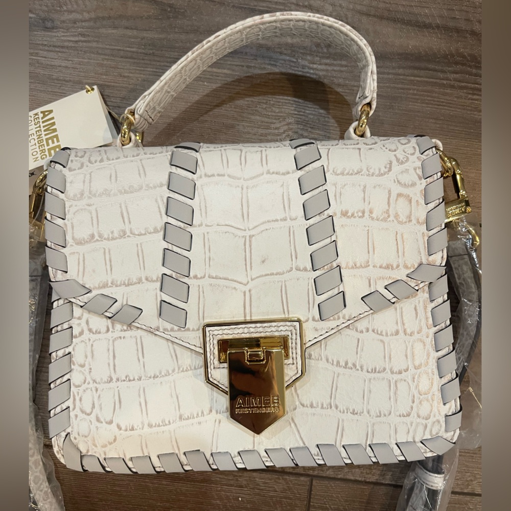 Aimee Kestenberg White Croc-Embossed Handbag
